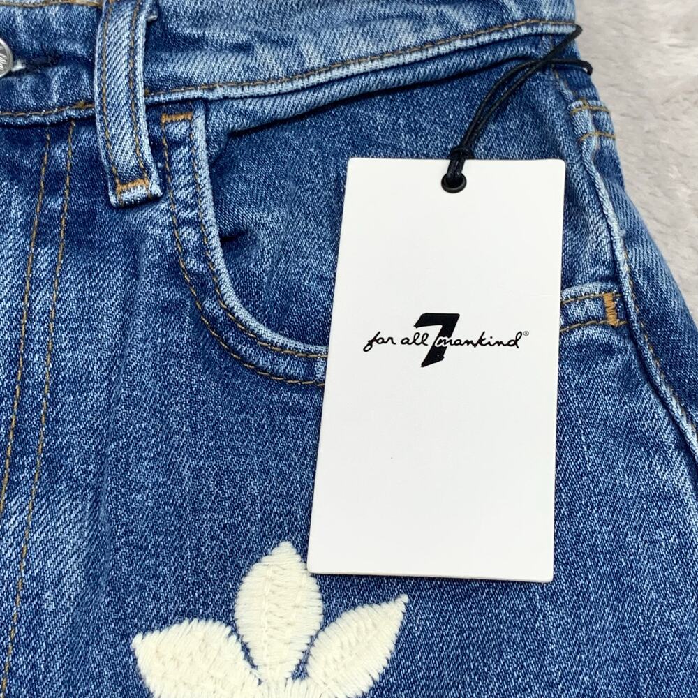 NWT 7 For All Mankind Jeans Easy Slim Embroidered Womens 24 Boho Festival $278 - Picture 9 of 16